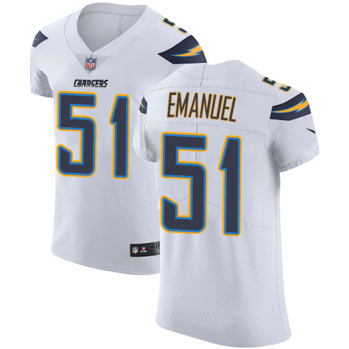 Nike Chargers #51 Kyle Emanuel White Men's Stitched NFL Vapor Untouchable Elite Jersey - Click Image to Close